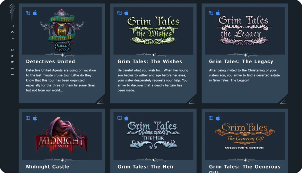 The Elephant Games game hub section