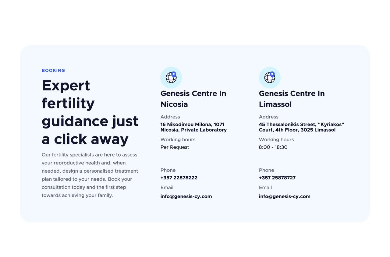 The Genesis Clinic home page below the first screen