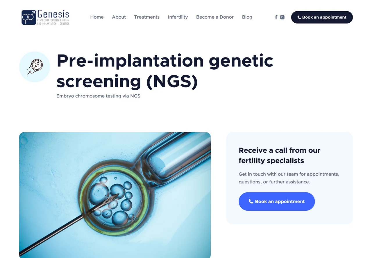 The pre-implantation genetic screening page