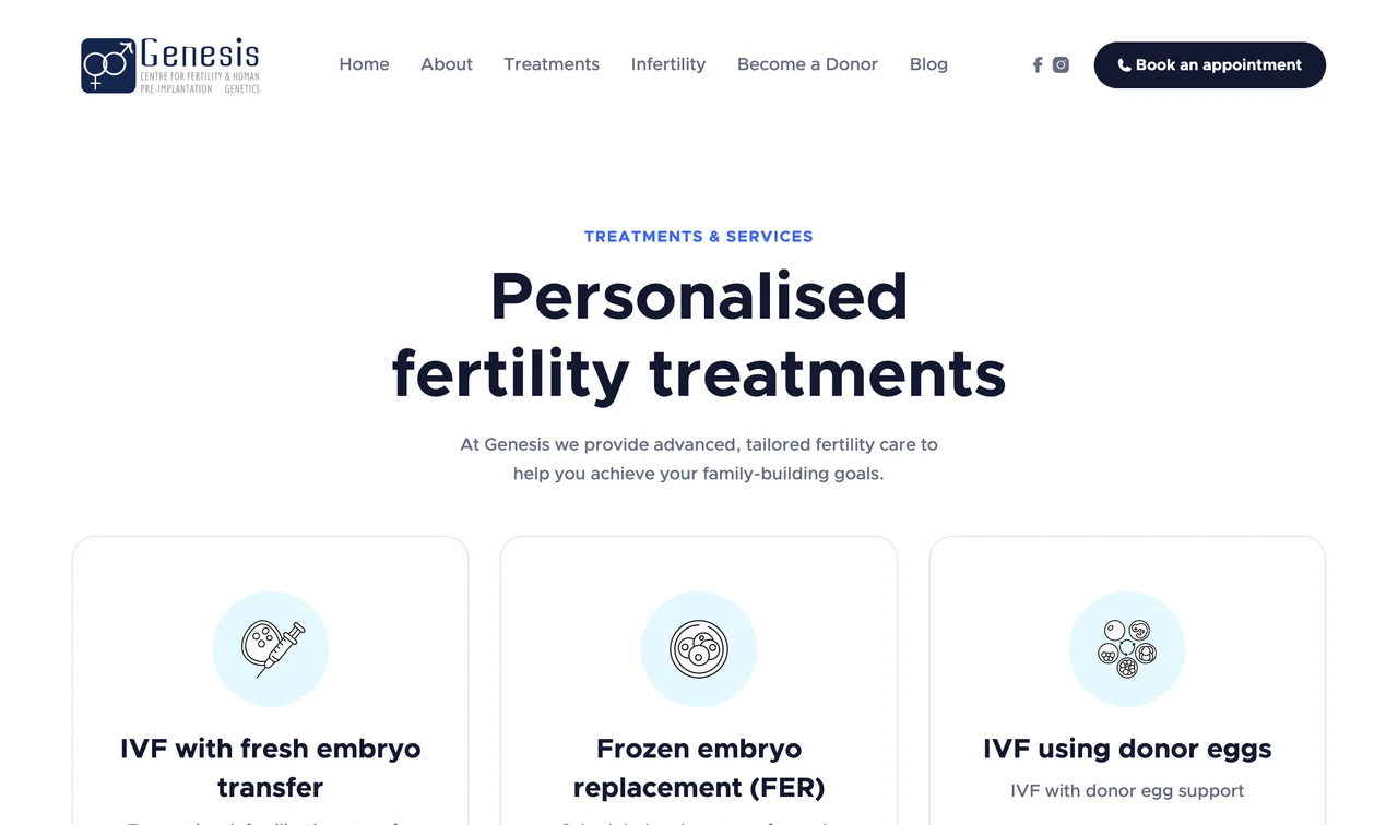 The Genesis Clinic treatments overview page