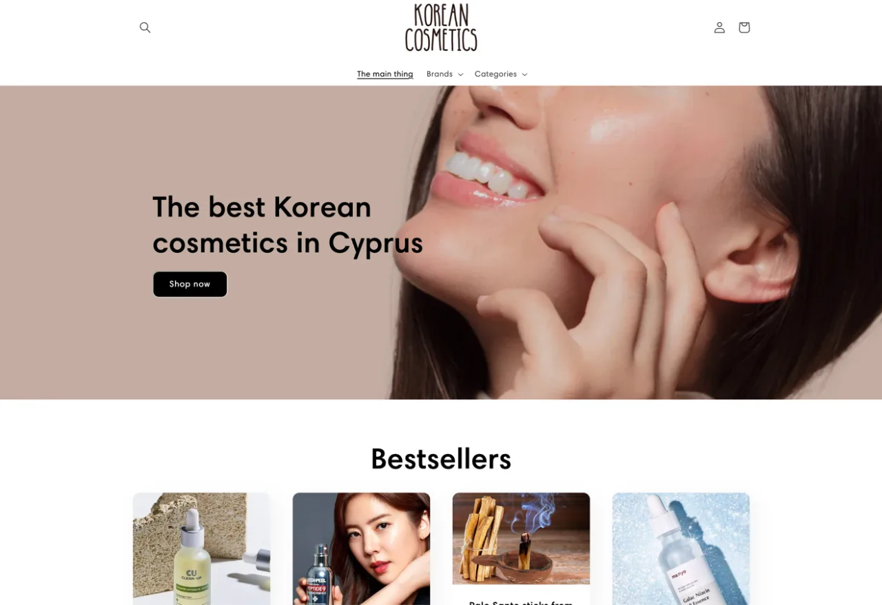 The Korean Cosmetics storefront